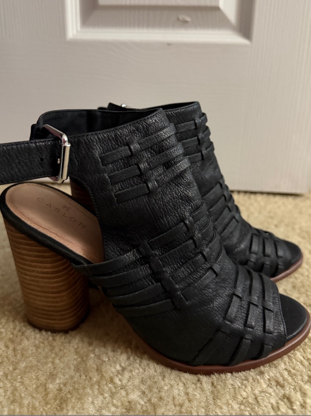 Caslon Black Woven Slingback Block Heel Sandals